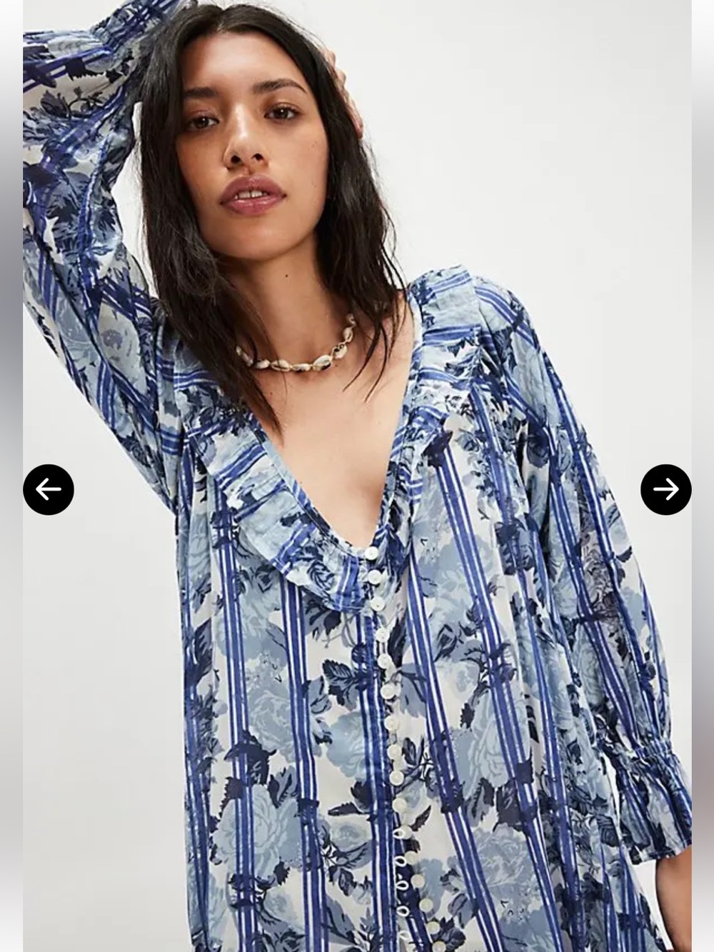 Free People Oversized Cotton Long Sleeve Garden Wonder Maxi Dress, Size XS, NWT